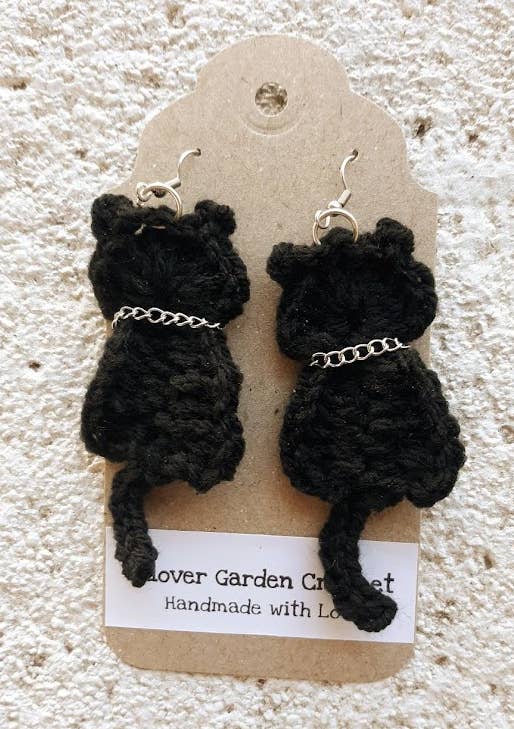 Crochet Cat or Fat Bottomed Kitten Kitty Earrings