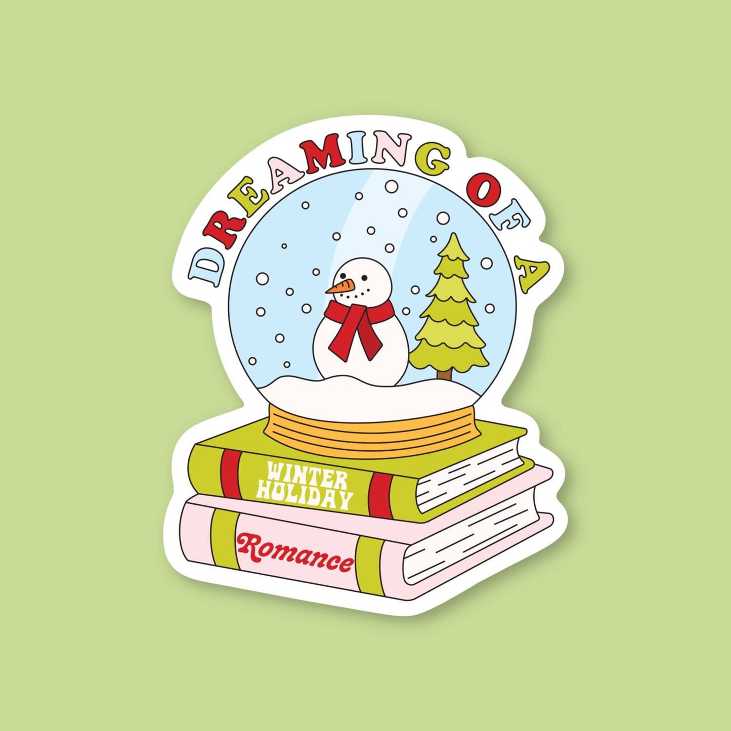 Dreaming of Winter Holiday Romance, Book Snow Globe Sticker