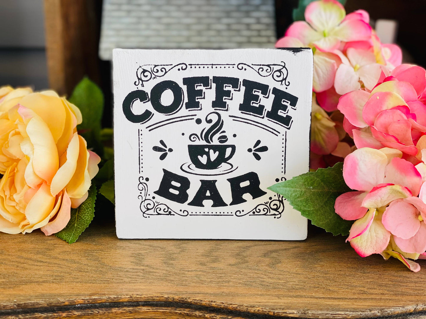 Coffee Bar wood sign, 5x5 shelf sitter