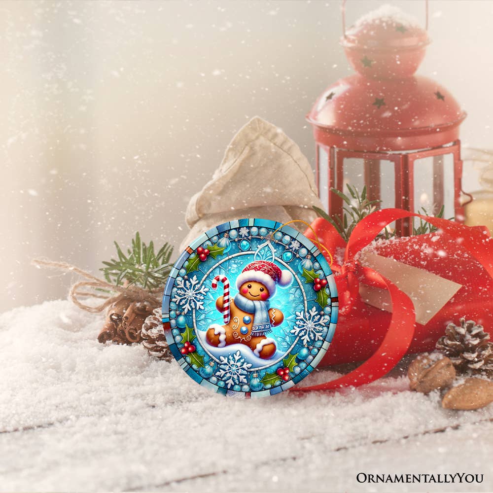Crystal Snow Gingerbread Man Ornament, Christmas Decor