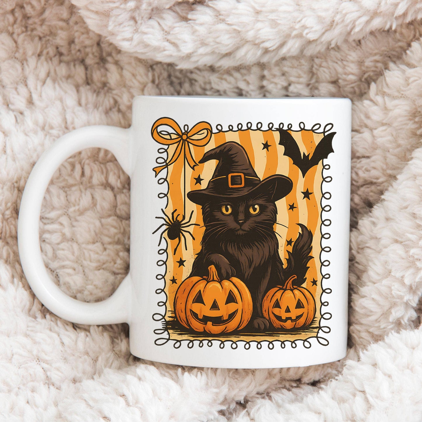Black Cat Witch Halloween Mug, Spooky  Halloween Coffee Mug