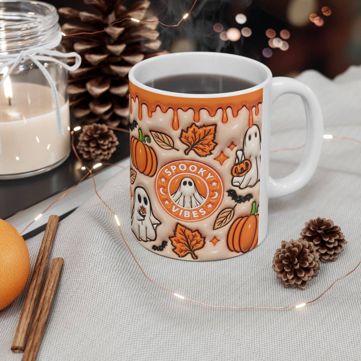Spooky Ghost Vibes Mug, Halloween ghost shaped coffee Cup