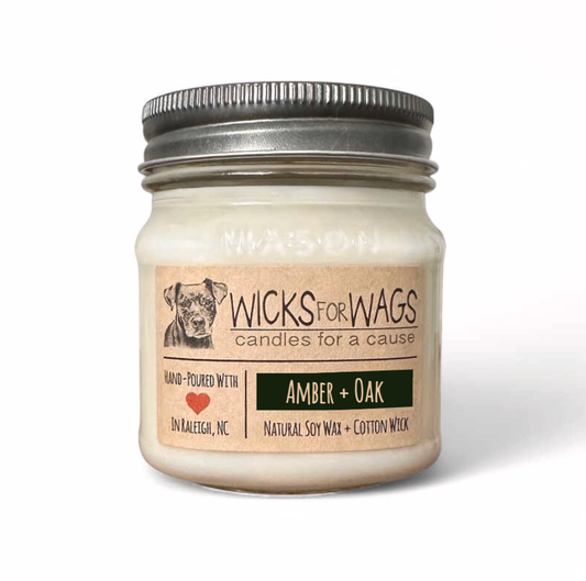 Amber + Oak | 8 oz Standard Mason Jar Soy Candle