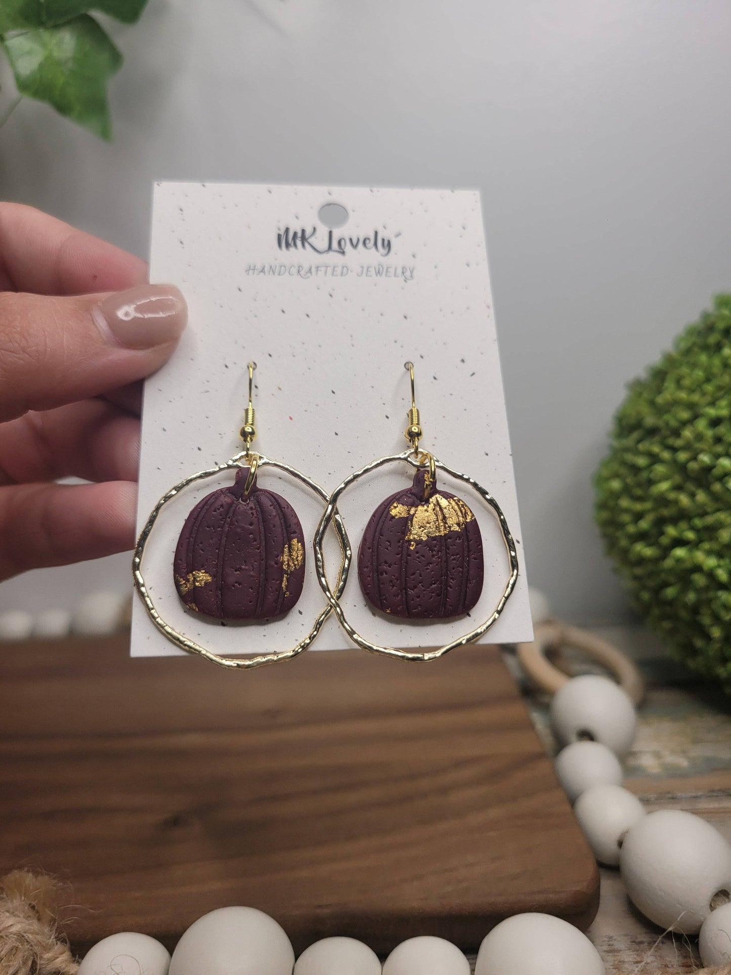 Gold Foiled Pumpkin Dangles