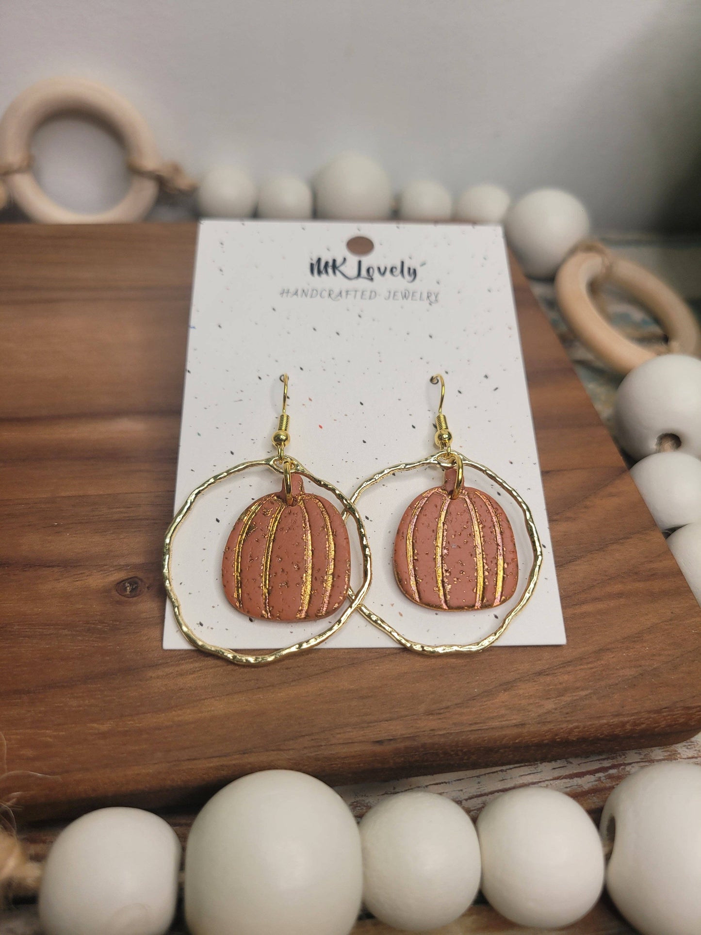 Gold Foiled Pumpkin Dangles