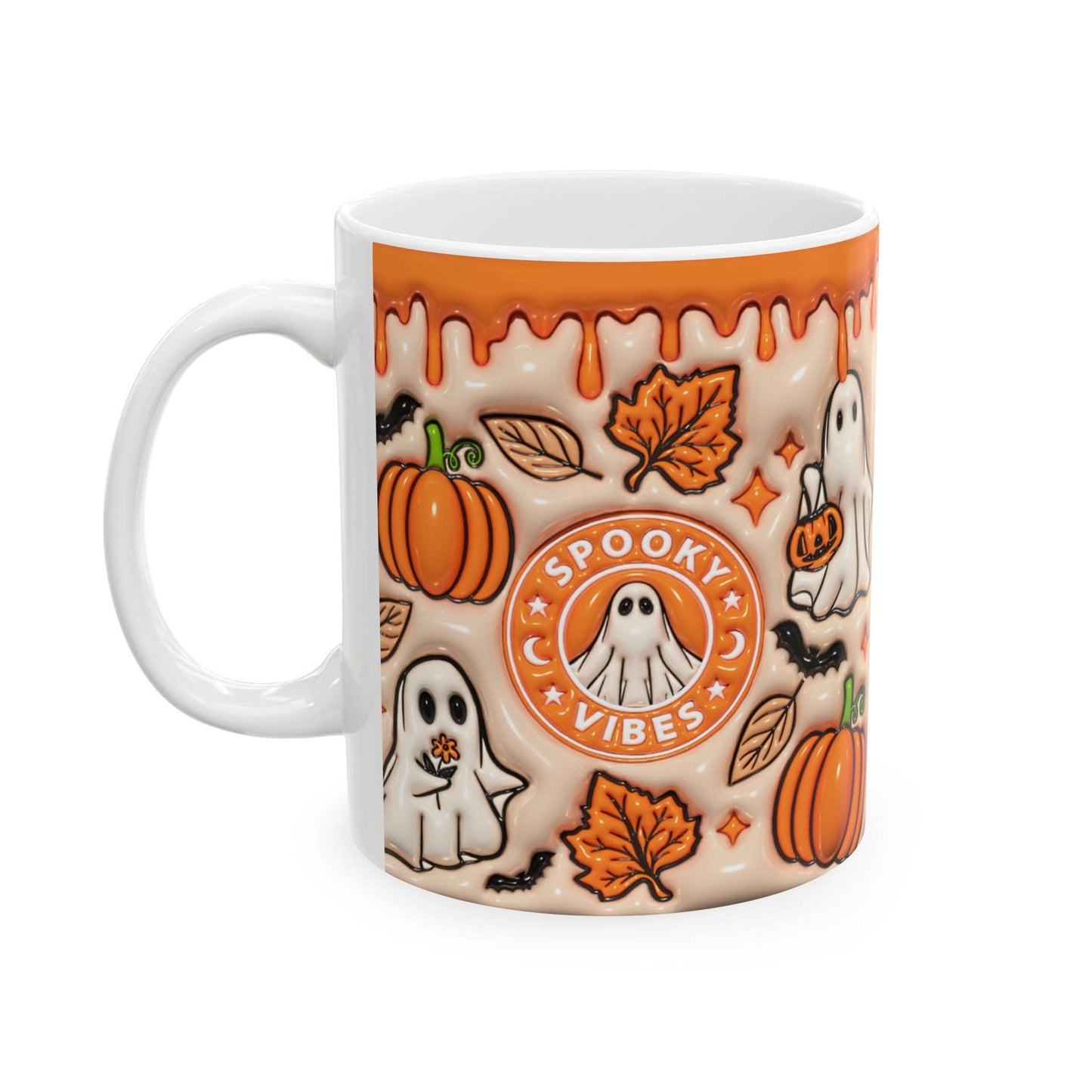 Spooky Ghost Vibes Mug, Halloween ghost shaped coffee Cup