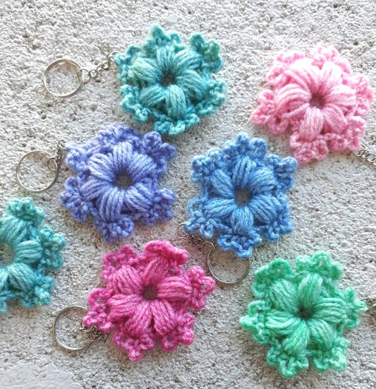 Sparkly Snowflower Snowflake Flower Design Keychain