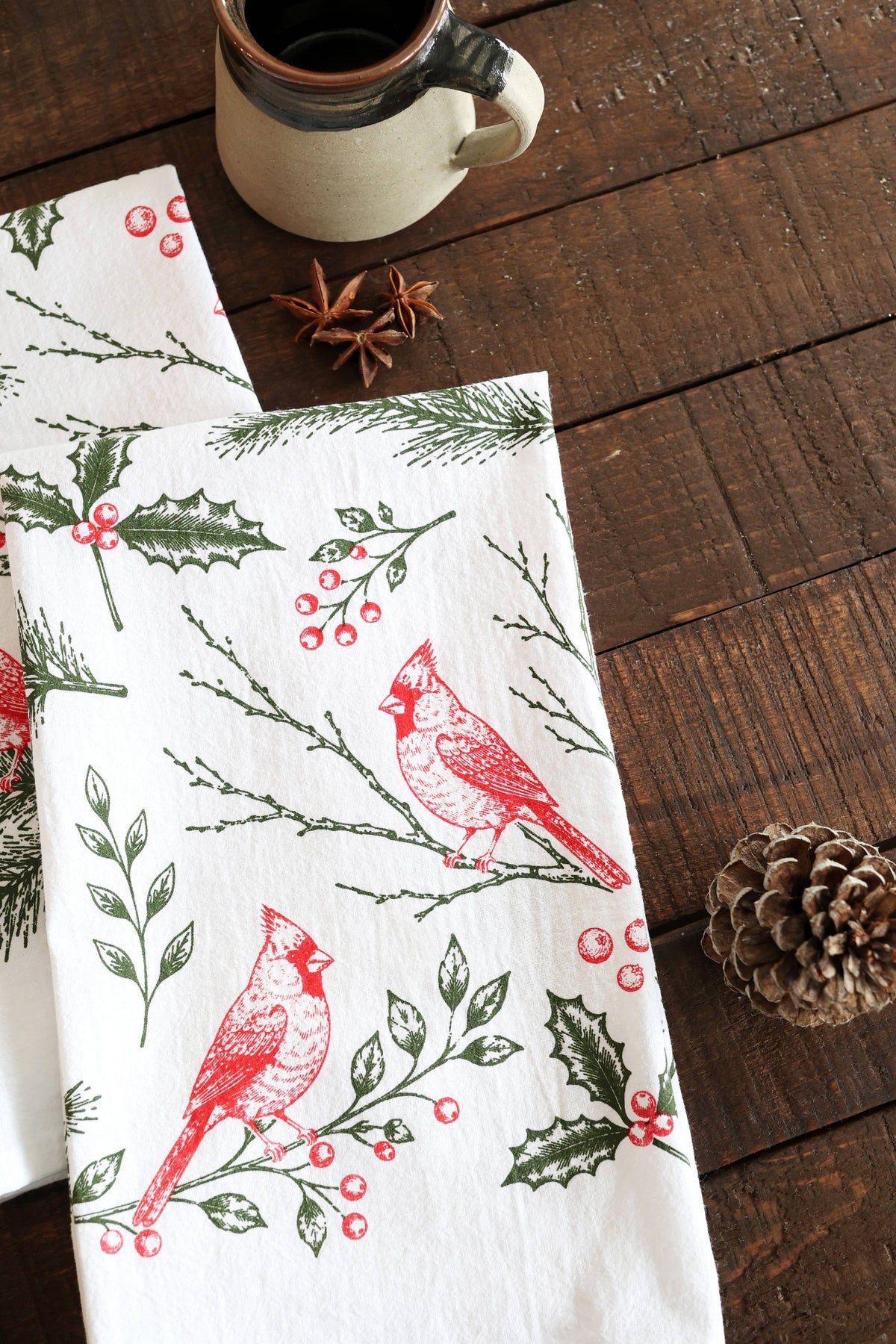 Winter Cardinal Tea Towel