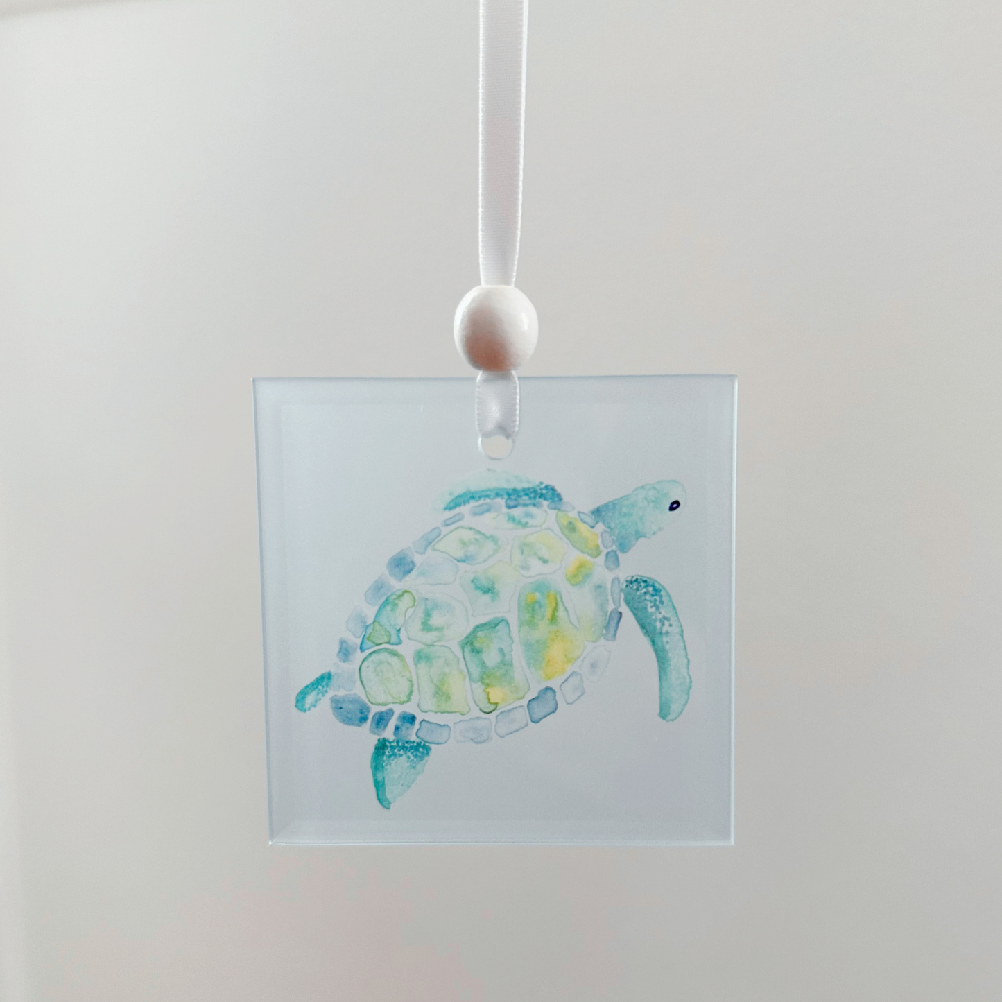 Window Charm -  Hand Painted Watercolor Sea Turtle