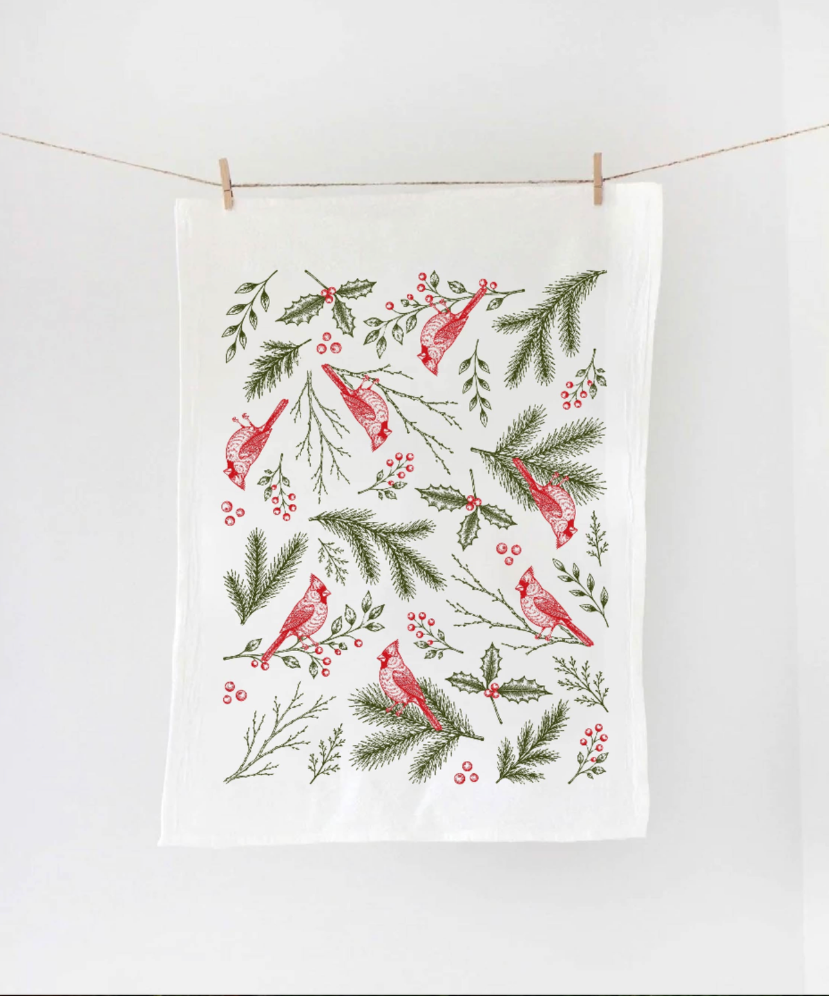 Winter Cardinal Tea Towel