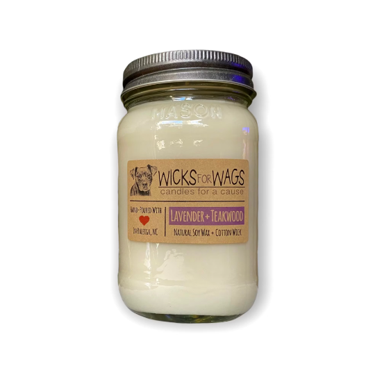 Lavender + Teakwood | Large Mason Jar Soy Candle
