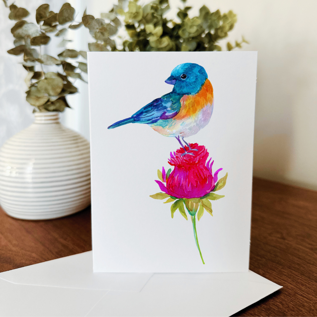 Blue Birds Notecard Set of 10 - Blank Inside