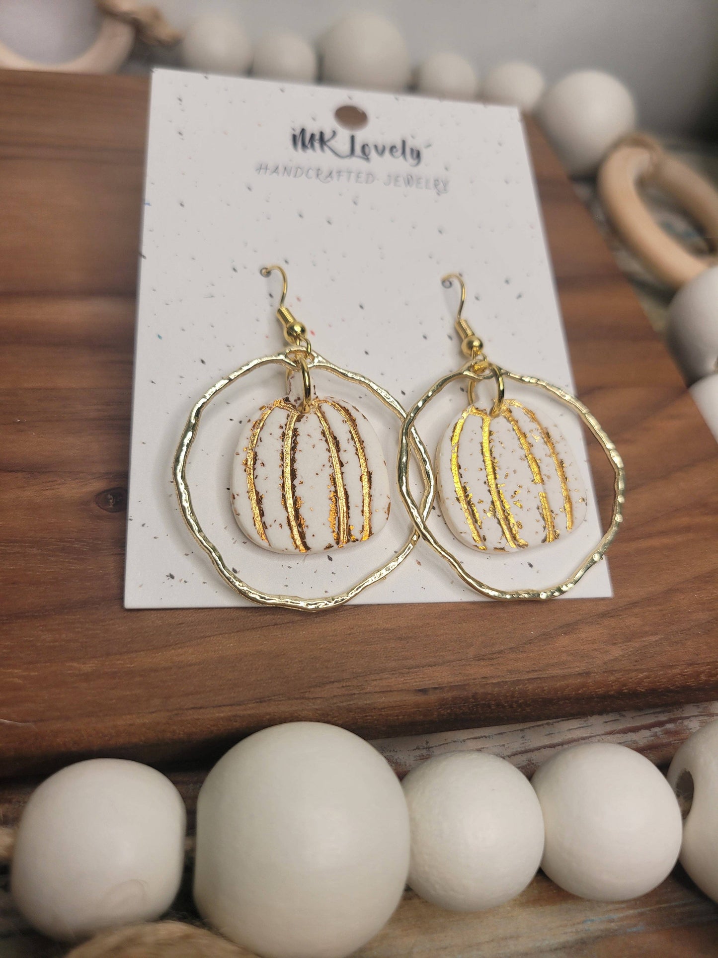 Gold Foiled Pumpkin Dangles