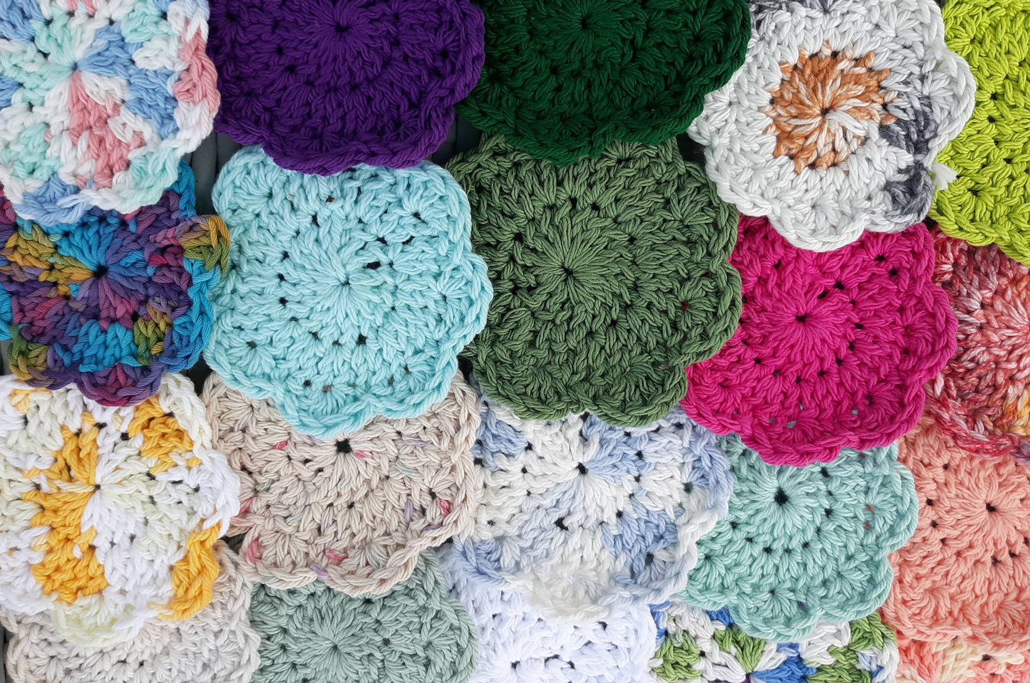 Cotton Crochet Floral Shape Face Scrubbies Makeup Removers