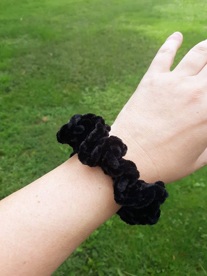 Mixed Crochet Hair Scrunchies Velvet Velveteen Chenille 3.5"