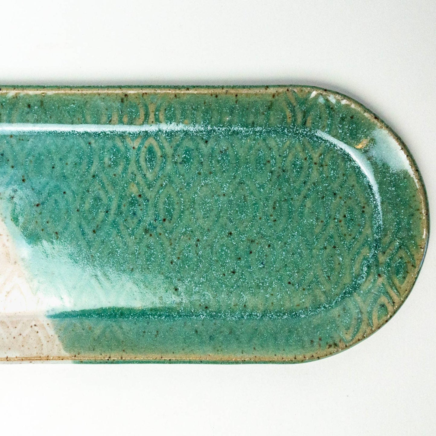 White & Turquoise Pattern Handmade, in Ohio, Ceramic Platter