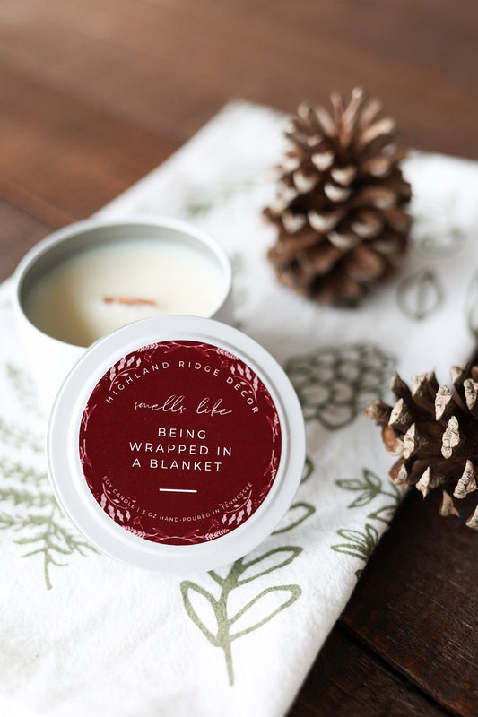 Cranberry and Fig Fall Candle Tin Wood Wick Soy Candle
