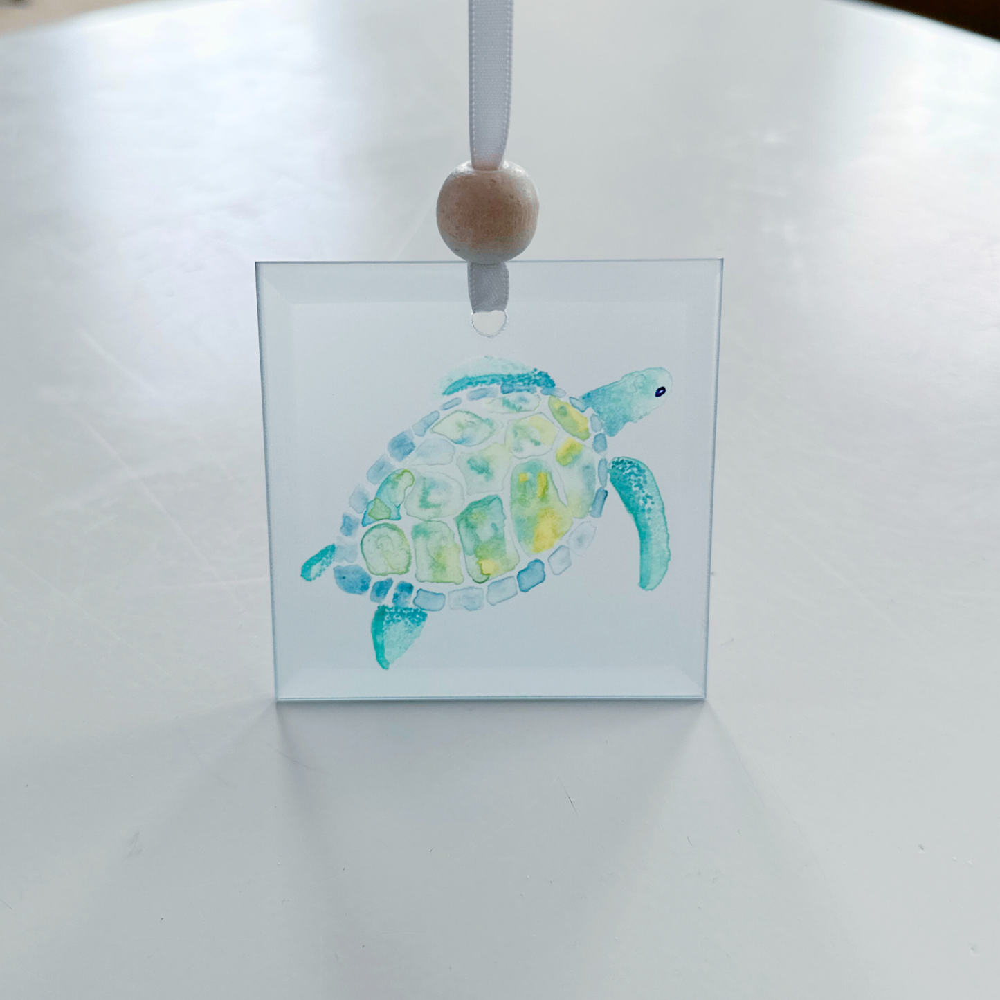 Window Charm -  Hand Painted Watercolor Sea Turtle