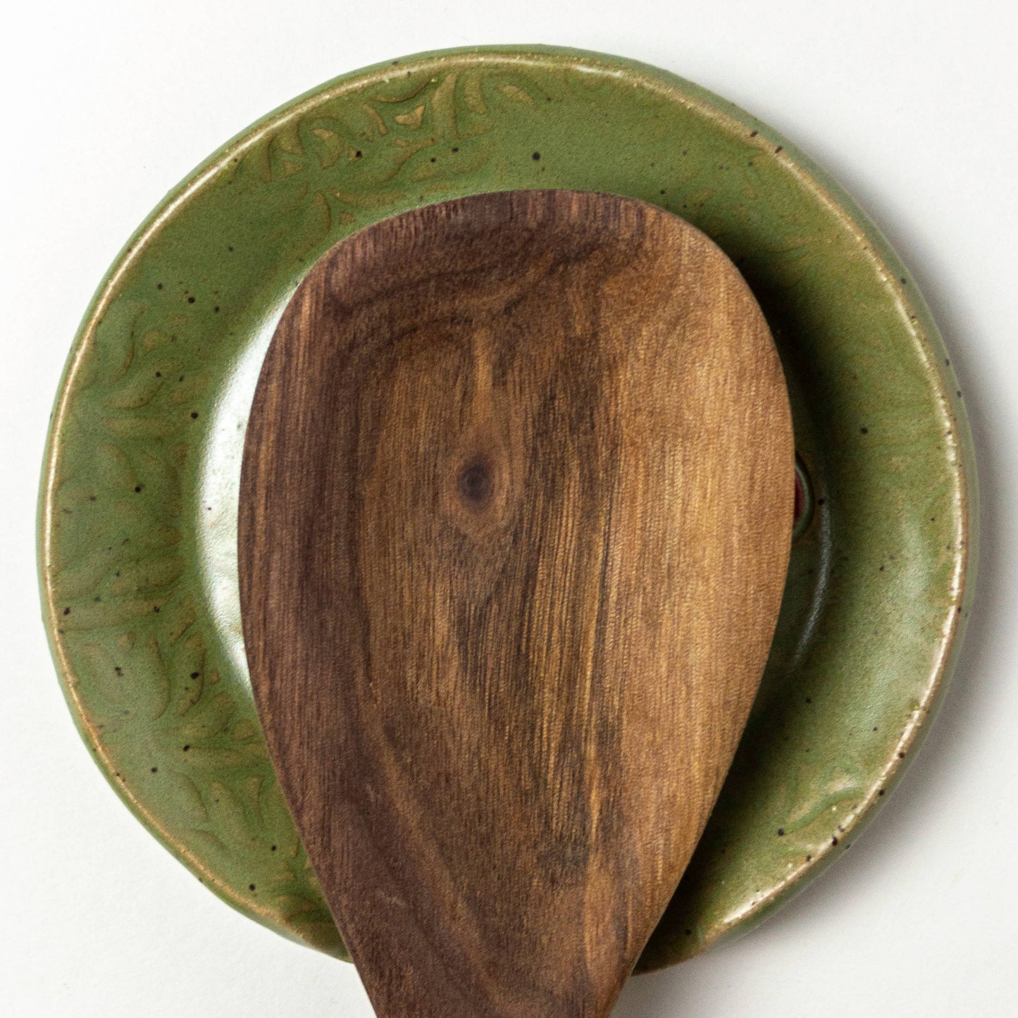 Stoneware Spoon Rest- Mushroom Pattern Handmade in Ohio