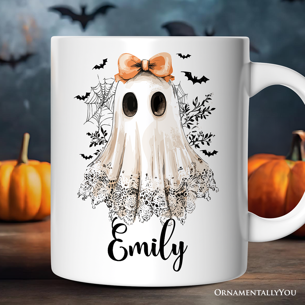 Coquette Ghost Gift Mug, Cute Halloween Gift