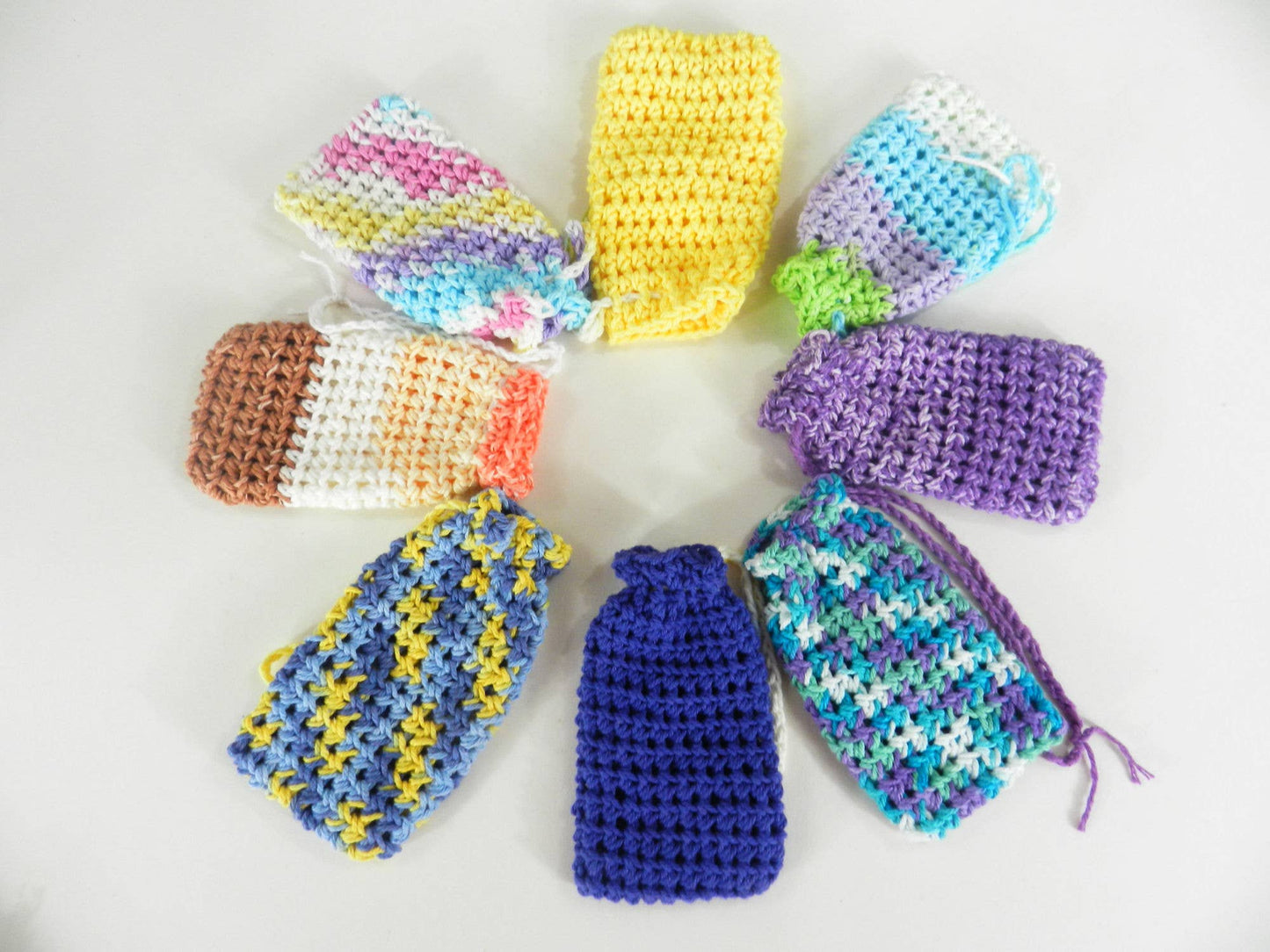 Cotton Crochet Soap Saver Sack Bags Mixed Random Colors