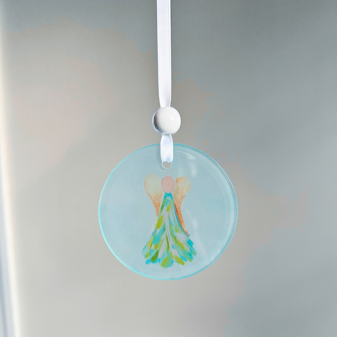 Window Charm -  Hand Painted Blue Angel | Suncatcher