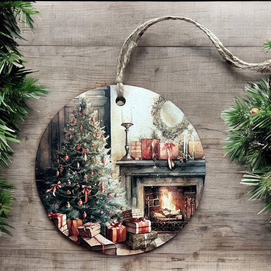 Christmas Morning - Vintage Style Wood Holiday Ornament