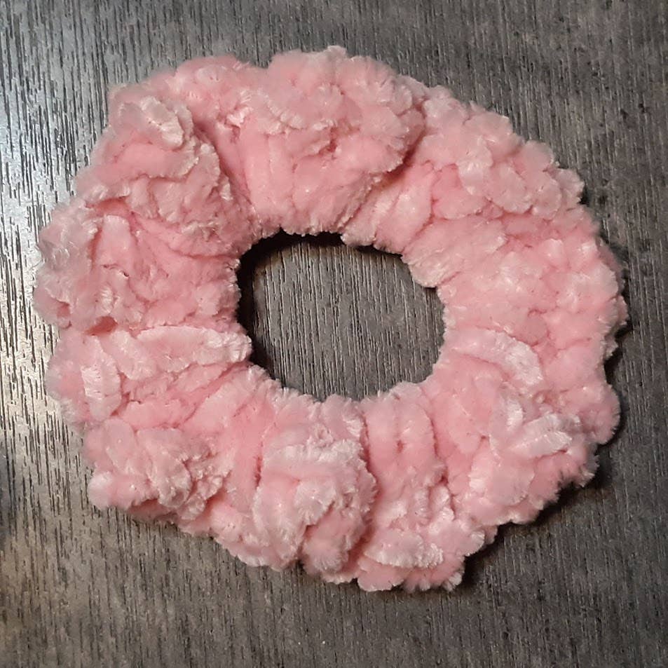 Crochet Velvet Velveteen Chenille Scrunchies Hair Ties 3.5"