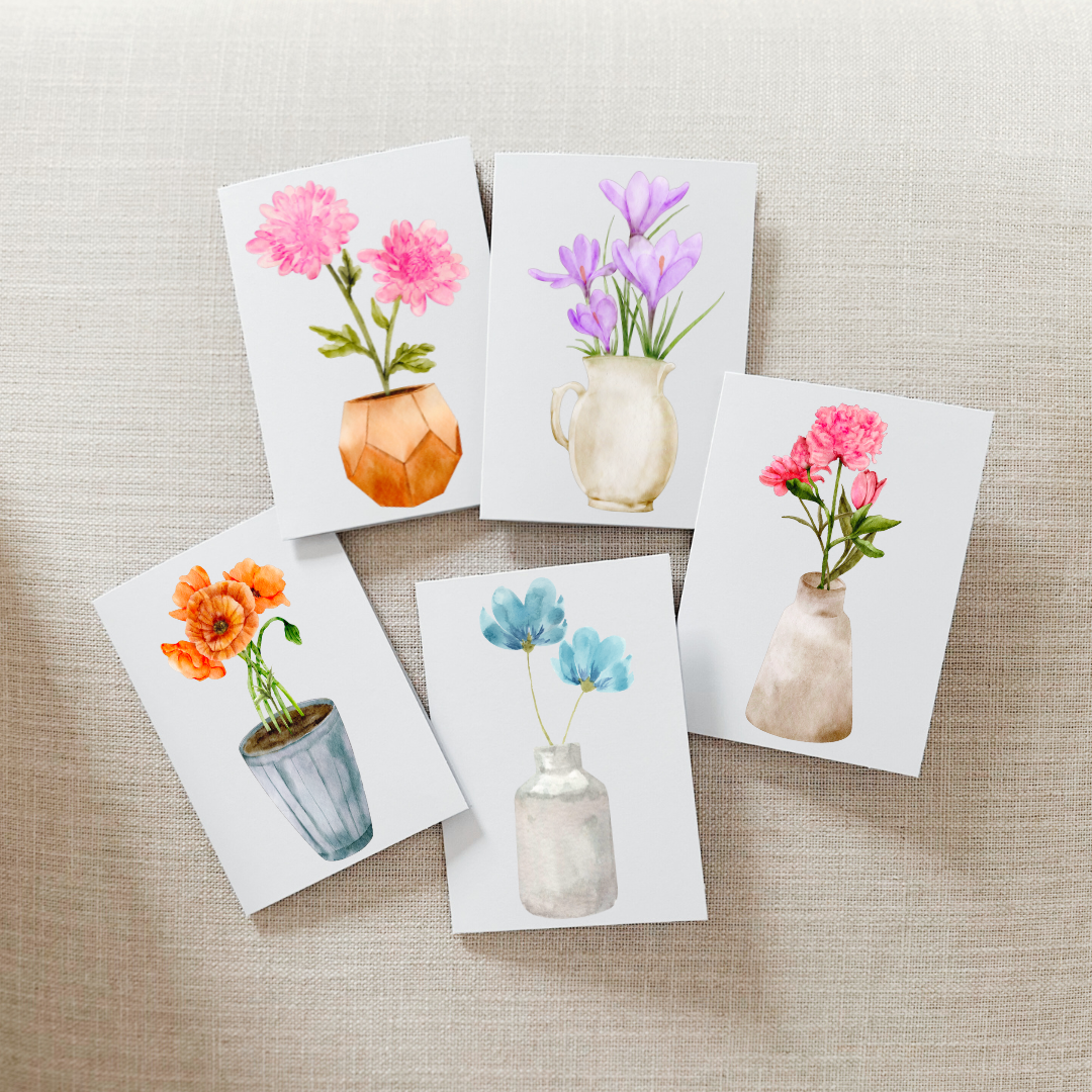 Potted Stems Notecard Set of 10 - Blank Inside