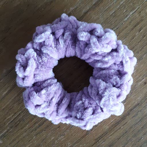 Crochet Velvet Velveteen Chenille Scrunchies Hair Ties 3.5"