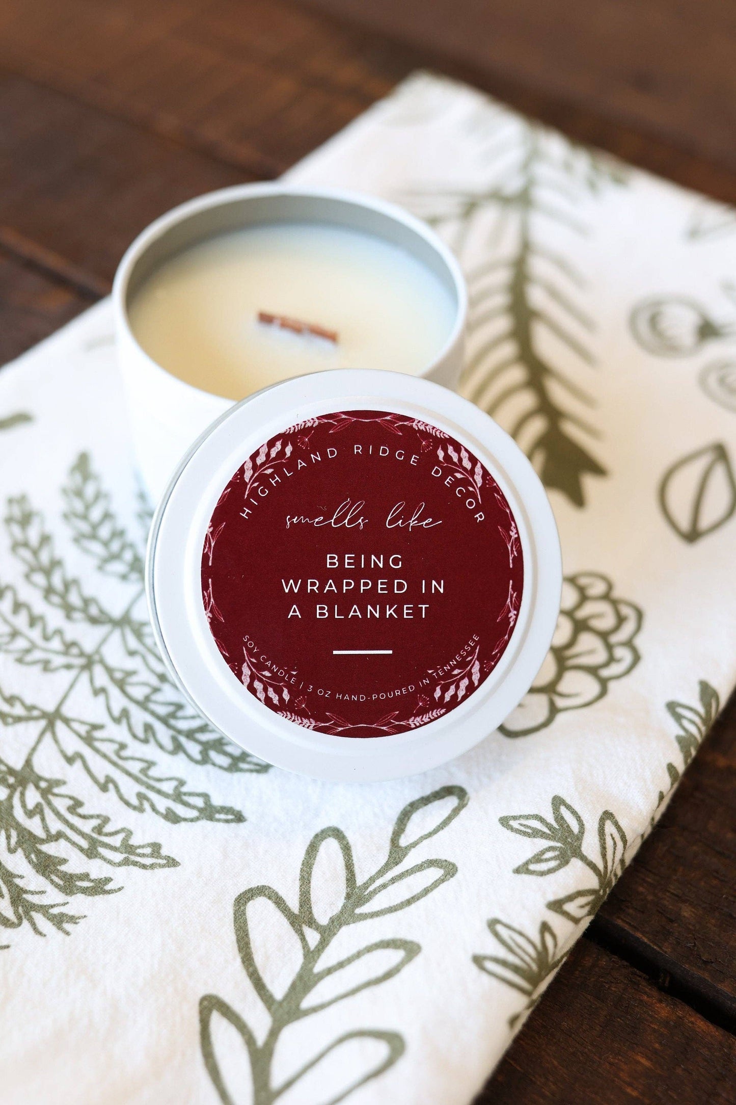Cranberry and Fig Fall Candle Tin Wood Wick Soy Candle