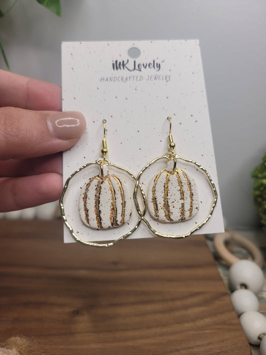 Gold Foiled Pumpkin Dangles