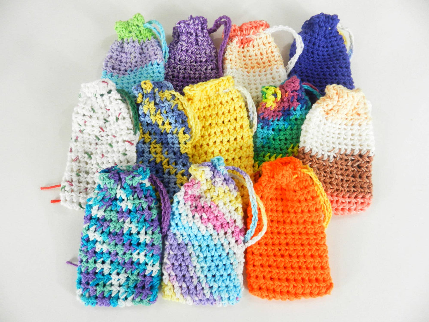 Cotton Crochet Soap Saver Sack Bags Mixed Random Colors