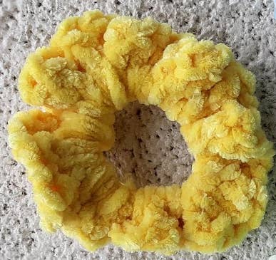 Crochet Velvet Velveteen Chenille Scrunchies Hair Ties 3.5"