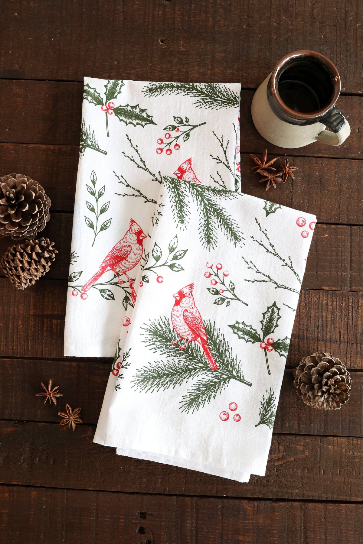 Winter Cardinal Tea Towel