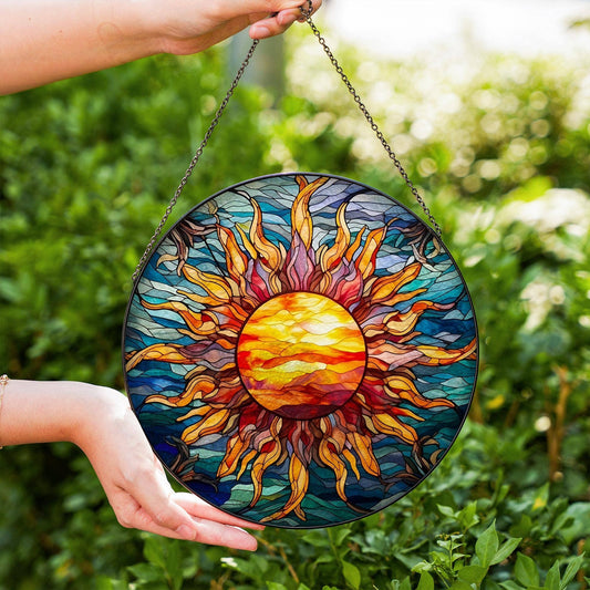 Sun Stained Glass Suncatcher, Bright Sunlight Ornament