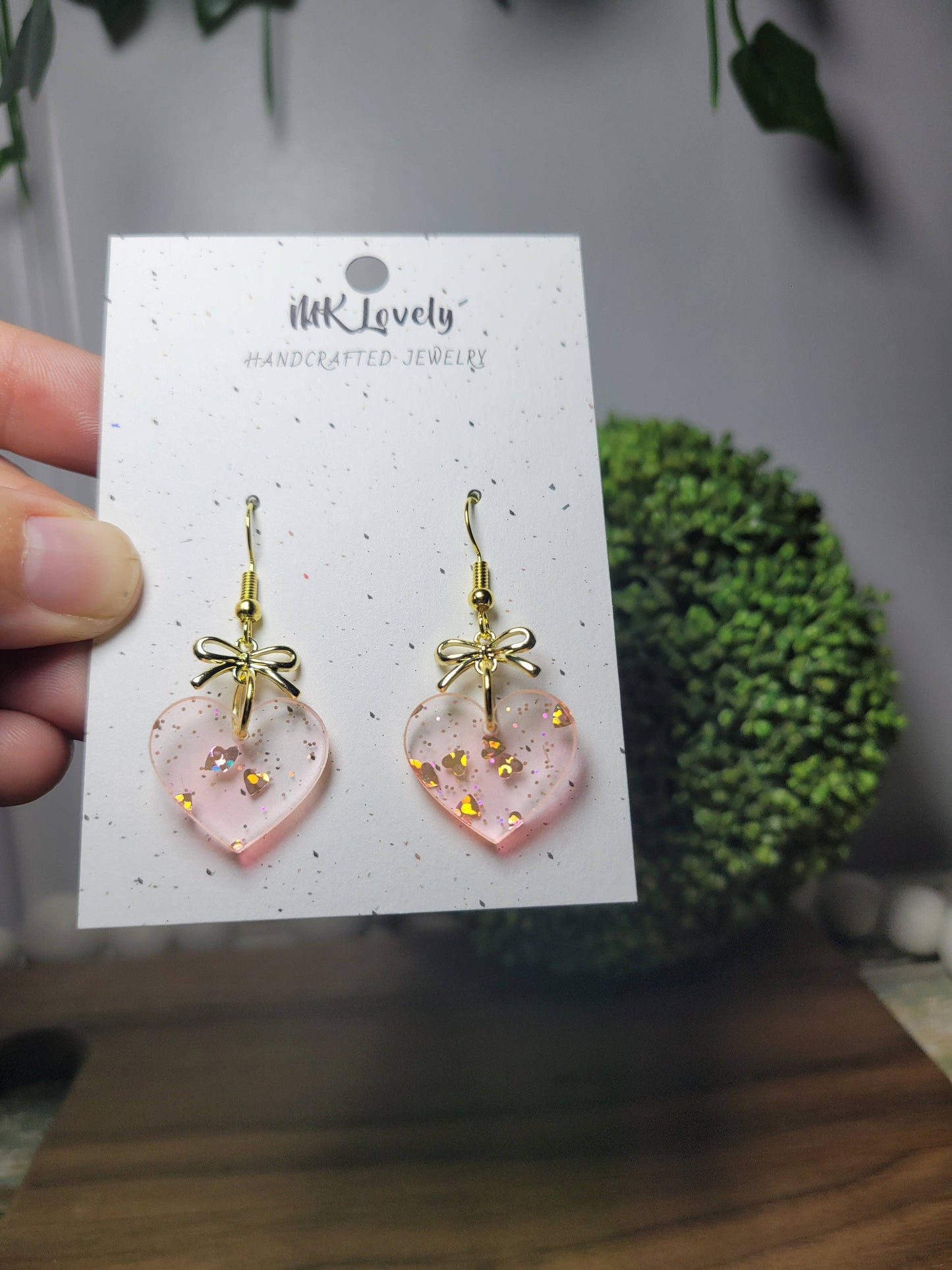 Acrylic Heart/Bow Dangles