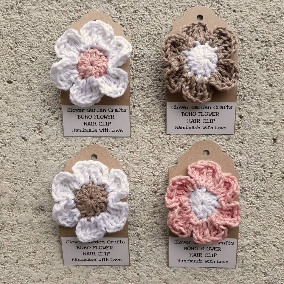 Boho Cotton Flower Hair Clip Barrette Style