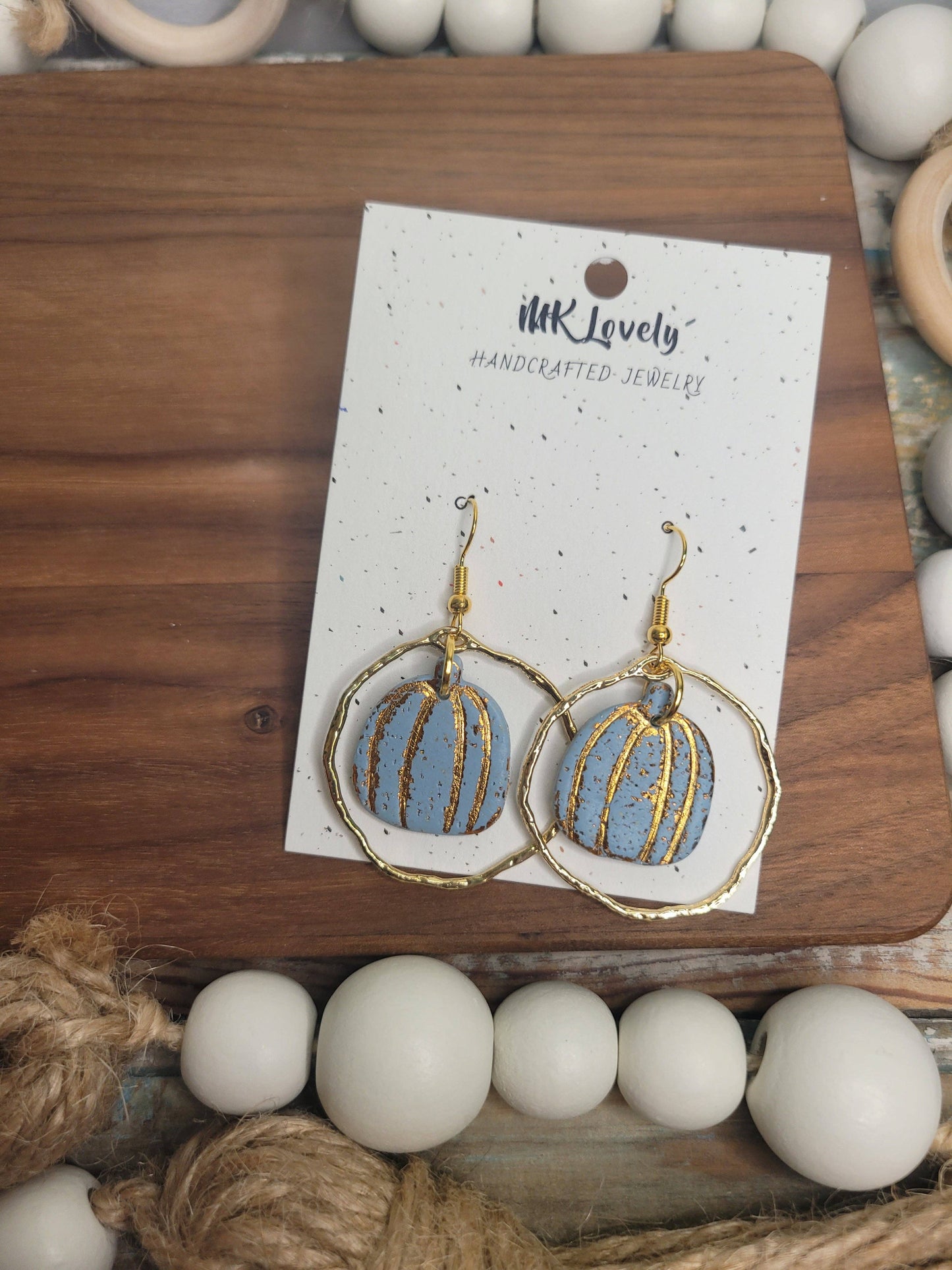 Gold Foiled Pumpkin Dangles