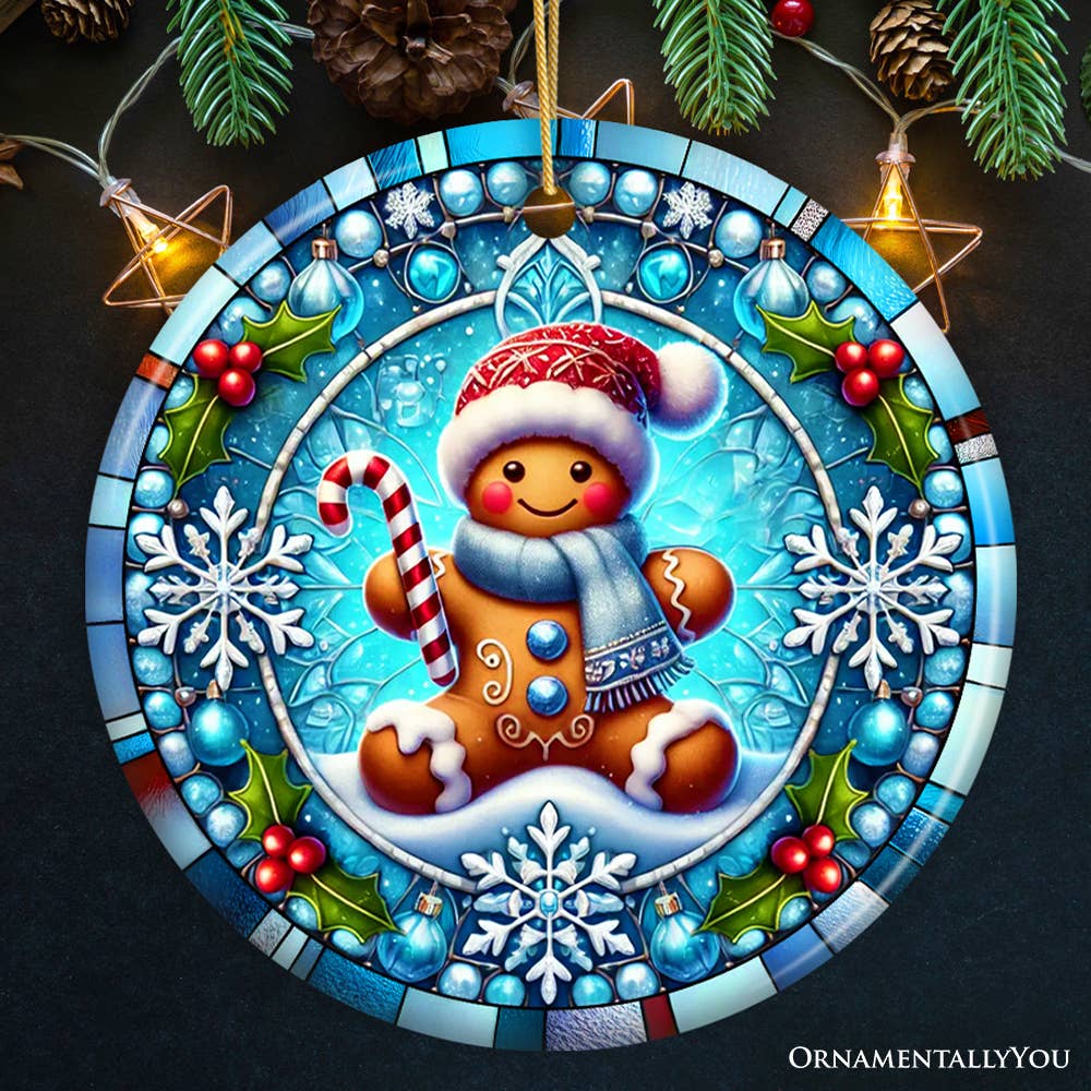 Crystal Snow Gingerbread Man Ornament, Christmas Decor