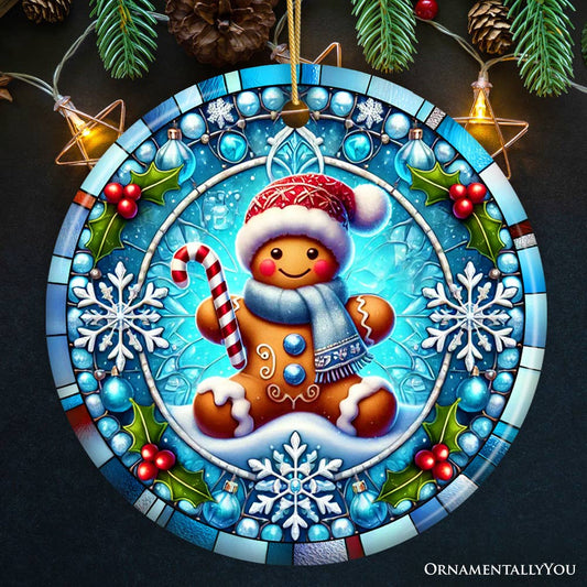 Crystal Snow Gingerbread Man Ornament, Christmas Decor