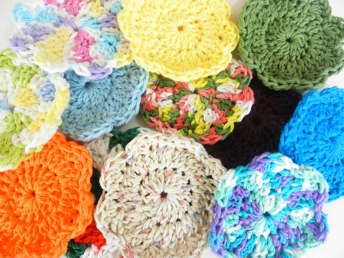 Cotton Crochet Floral Shape Face Scrubbies Makeup Removers