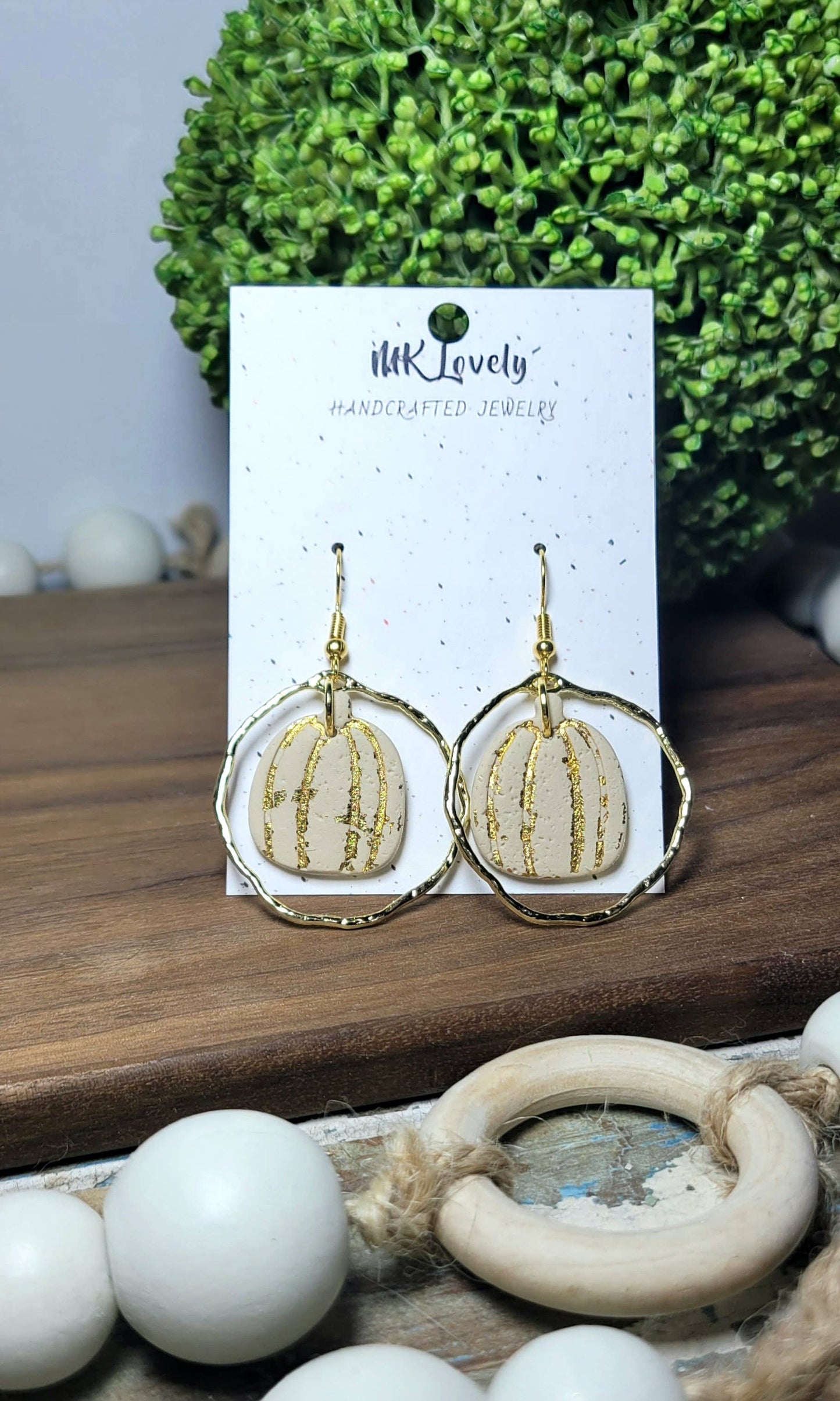 Gold Foiled Pumpkin Dangles