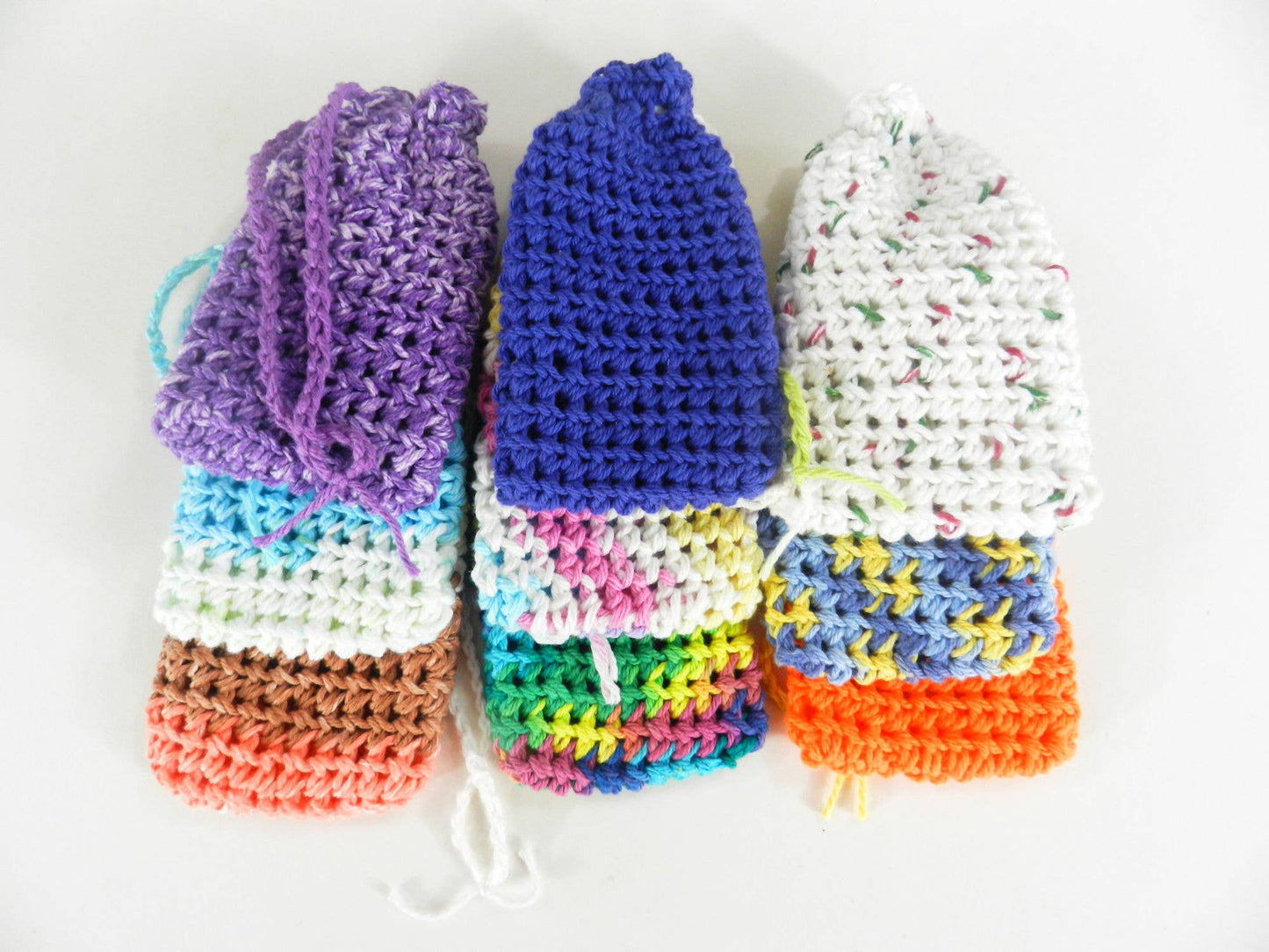 Cotton Crochet Soap Saver Sack Bags Mixed Random Colors
