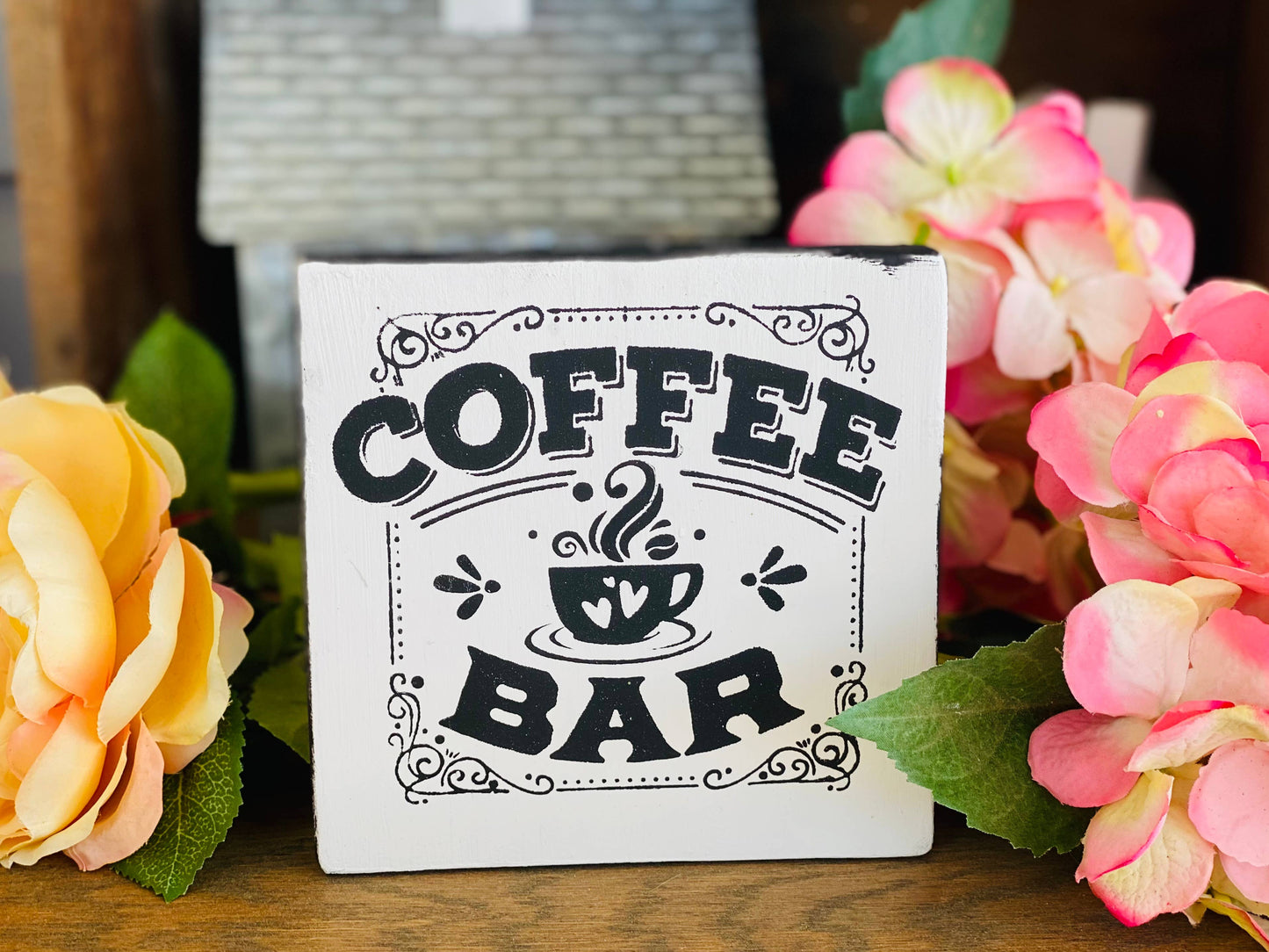 Coffee Bar wood sign, 5x5 shelf sitter