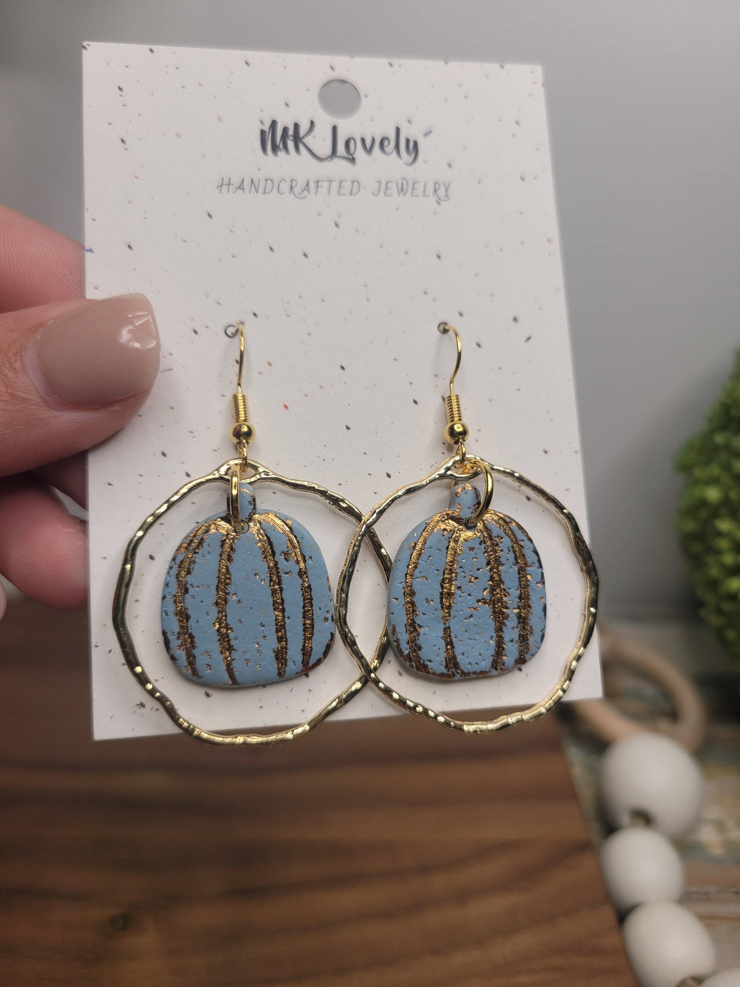 Gold Foiled Pumpkin Dangles