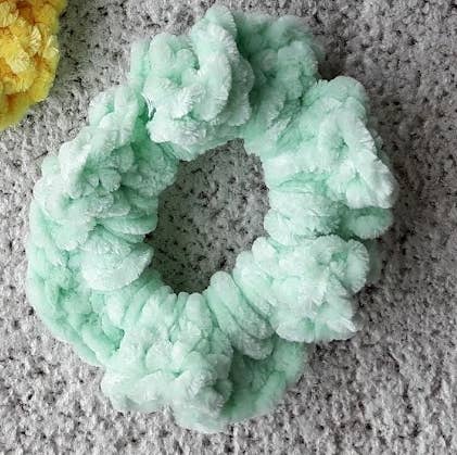 Crochet Velvet Velveteen Chenille Scrunchies Hair Ties 3.5"