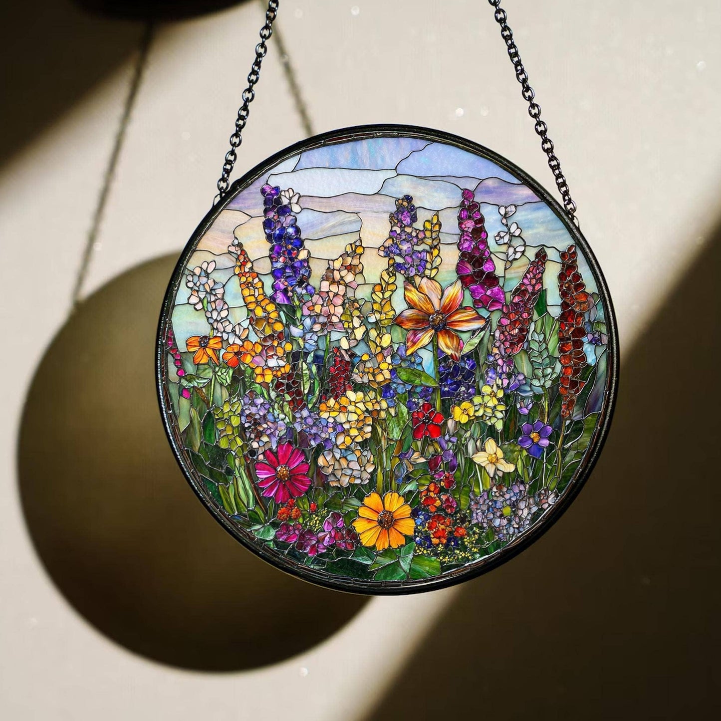 Wildflowers Stained Glass Suncatcher, Garden Flowers Decor