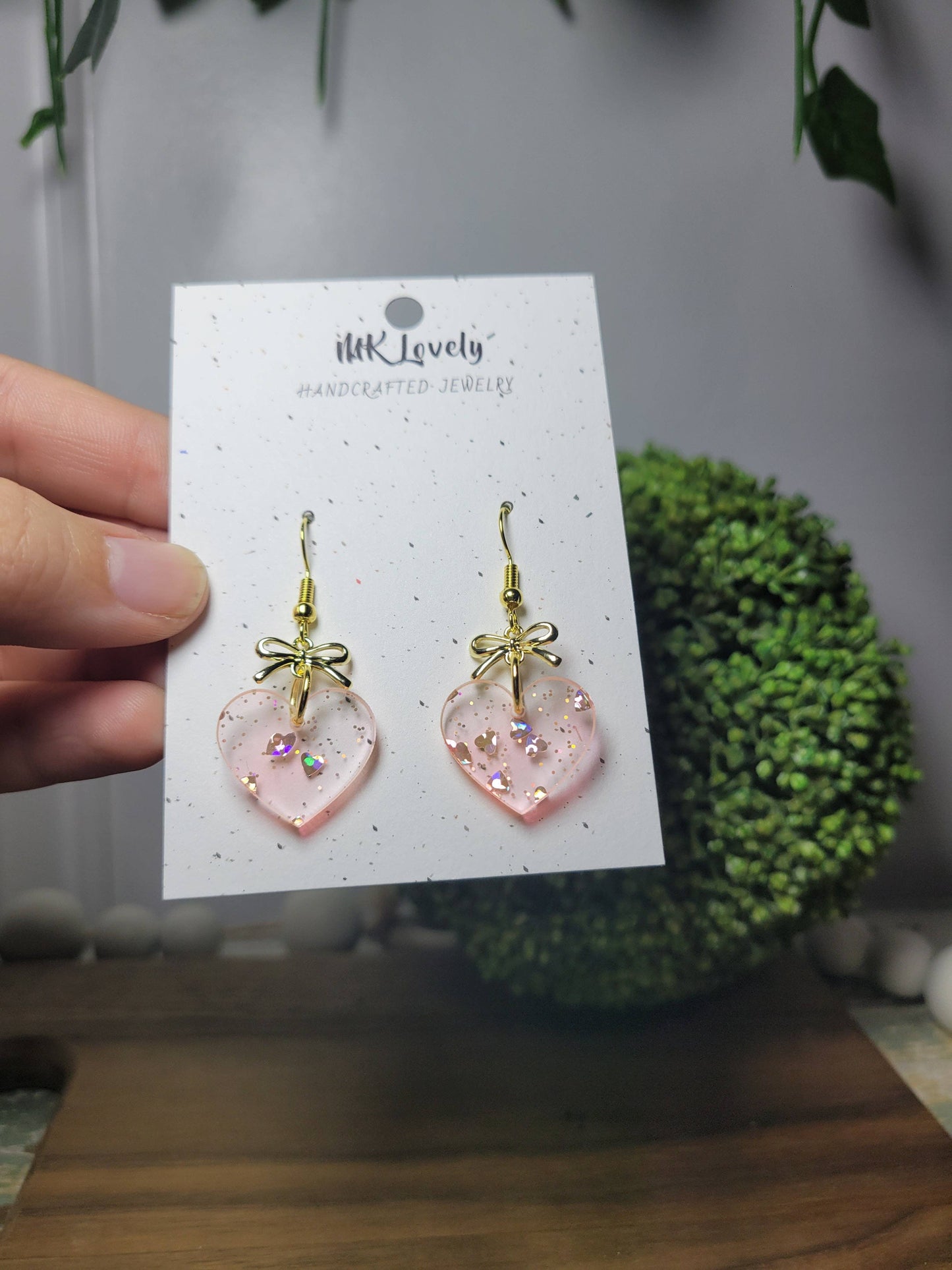 Acrylic Heart/Bow Dangles