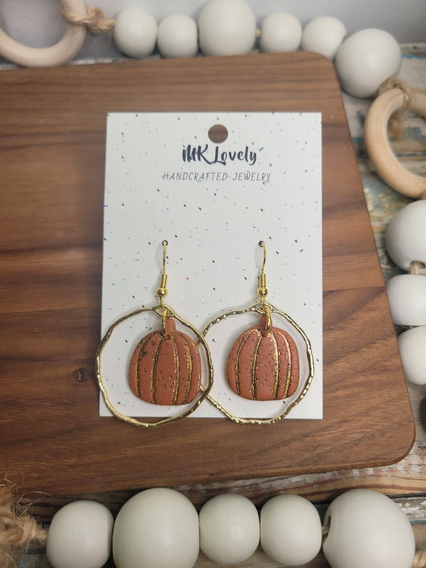Gold Foiled Pumpkin Dangles
